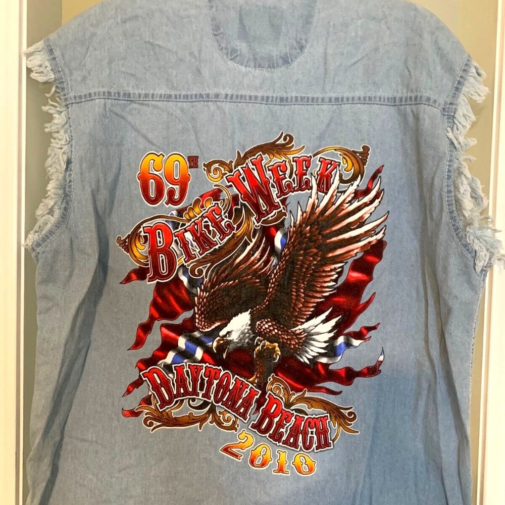 Biker's Club 2010 Bike Week Daytona Beach Size Large Mens Cutoff Shirt